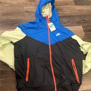 Nike Blue and Black Windbreaker with Orange Accents